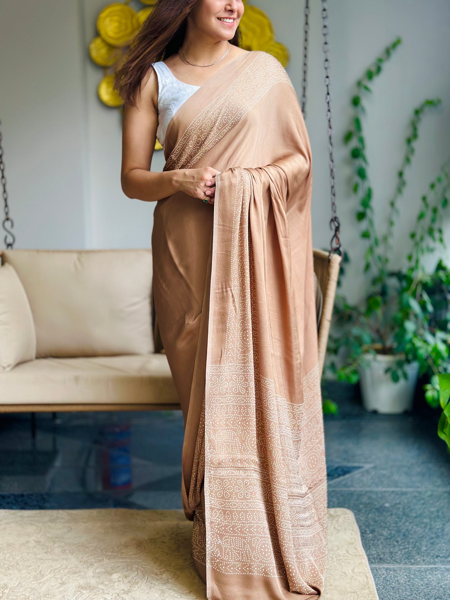Nude Modal Silk Saree