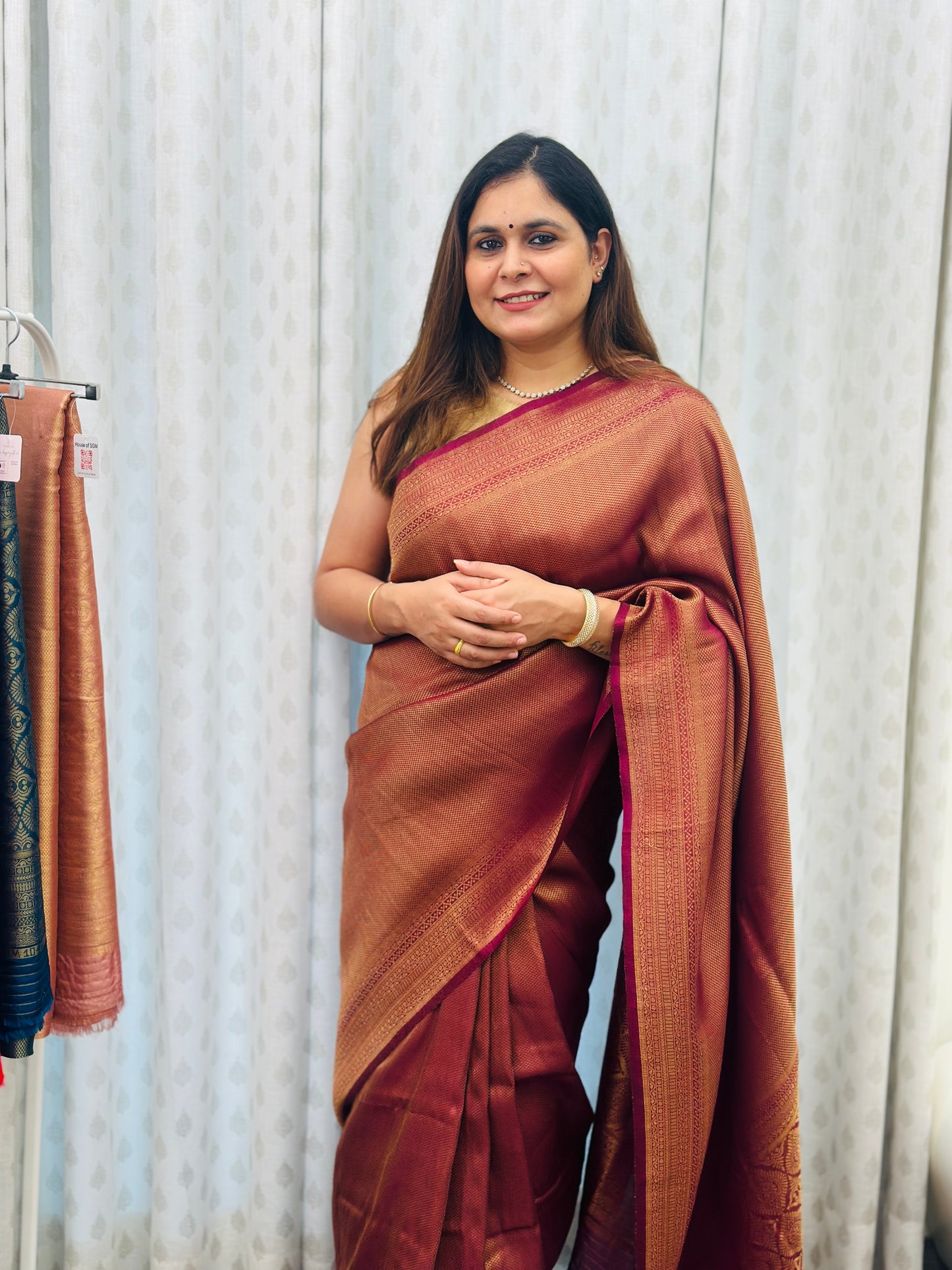 Wine Brown Banarasi Soft Silk