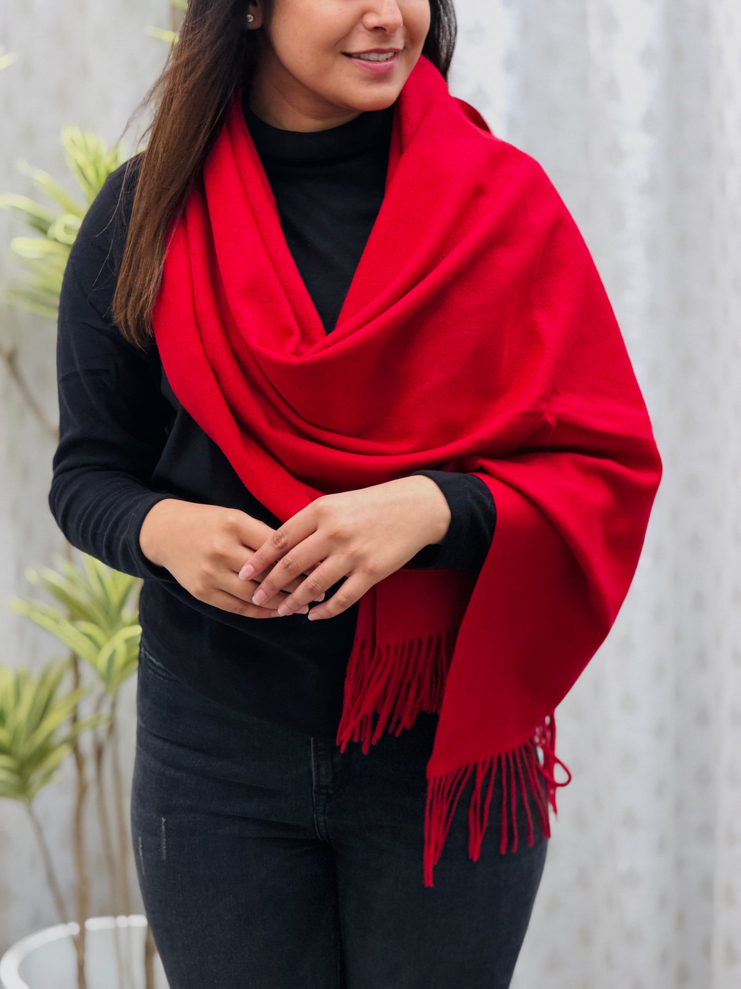 Red Cashmere Wool Stole