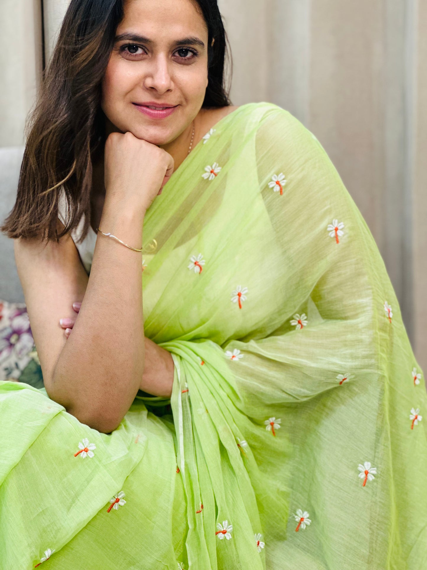 Green Har Singar Mul Cotton Saree