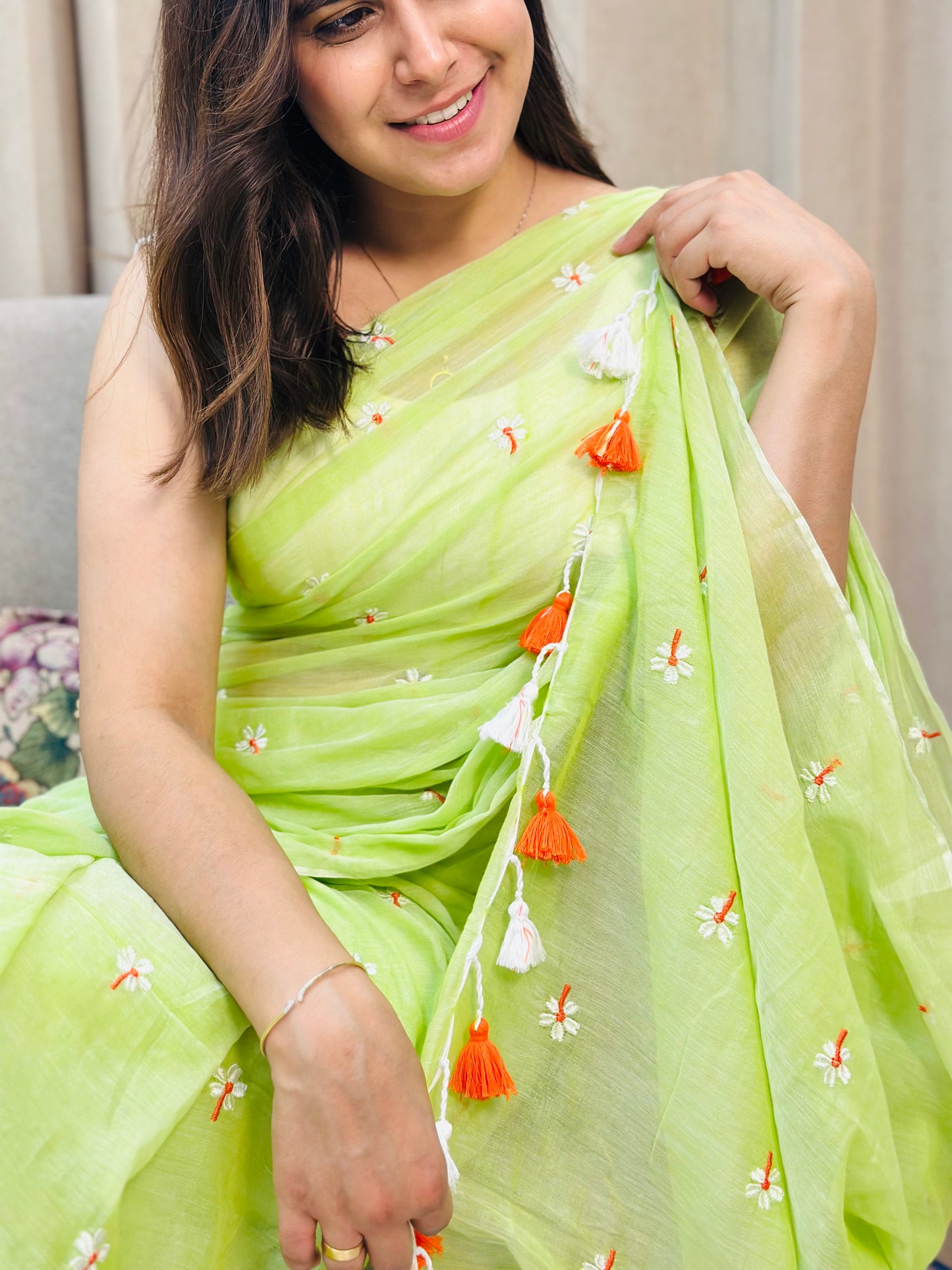 Green Har Singar Mul Cotton Saree