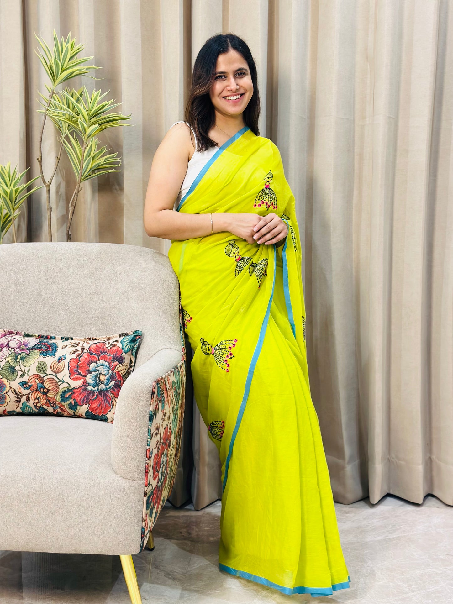 Green Doll Mul Cotton Saree
