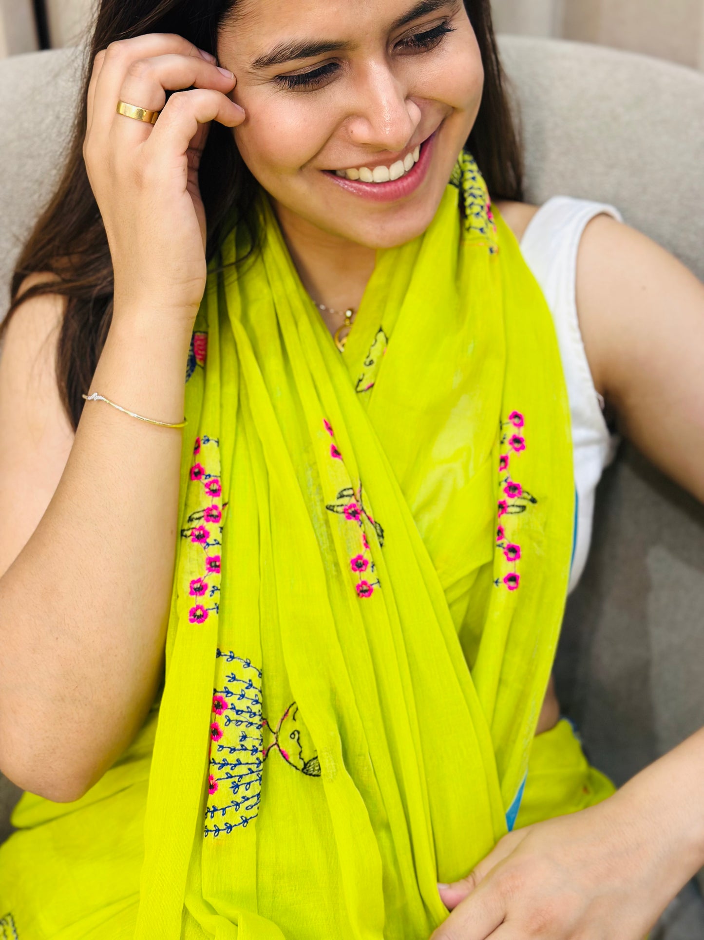 Green Mul Cotton Saree