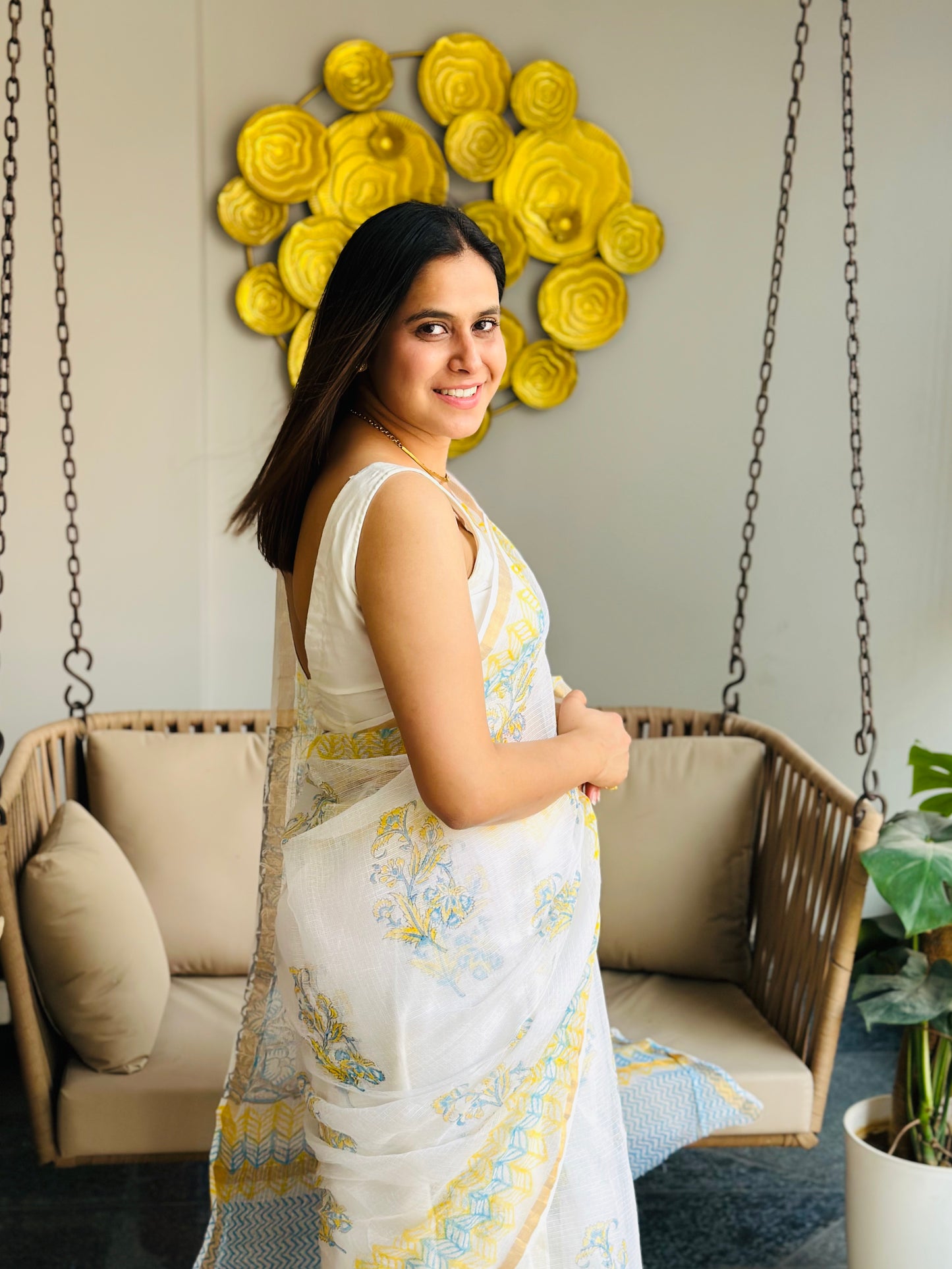 White Kota Doria Saree