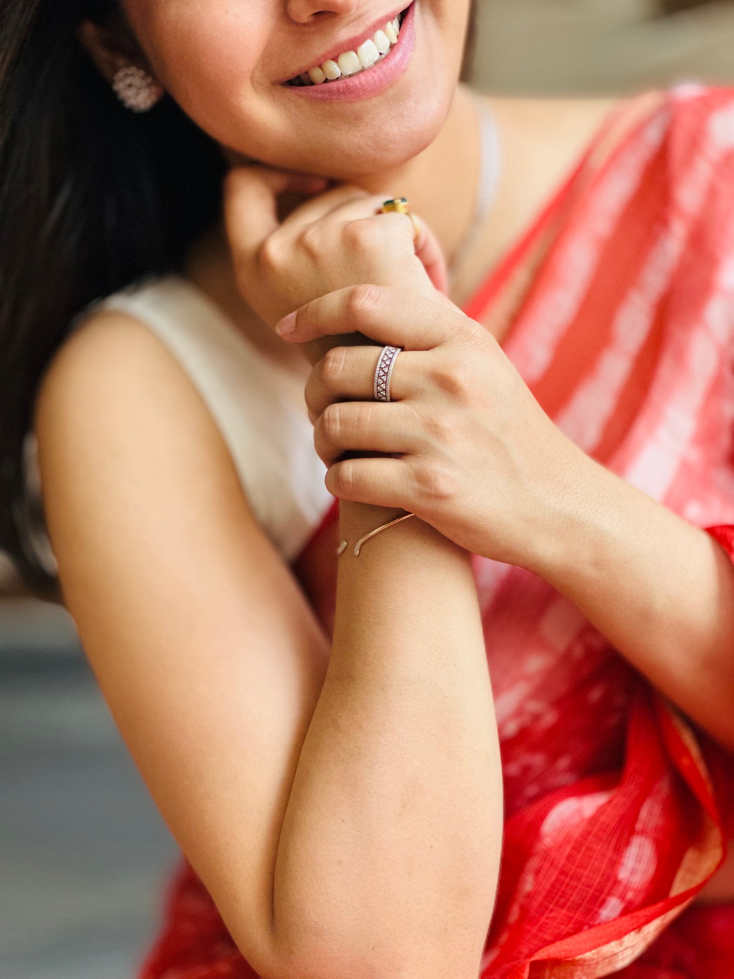 Light Red Kota Doria Saree
