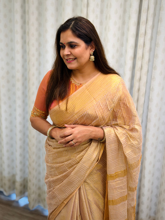 Warm Peach Modal Tissue Saree