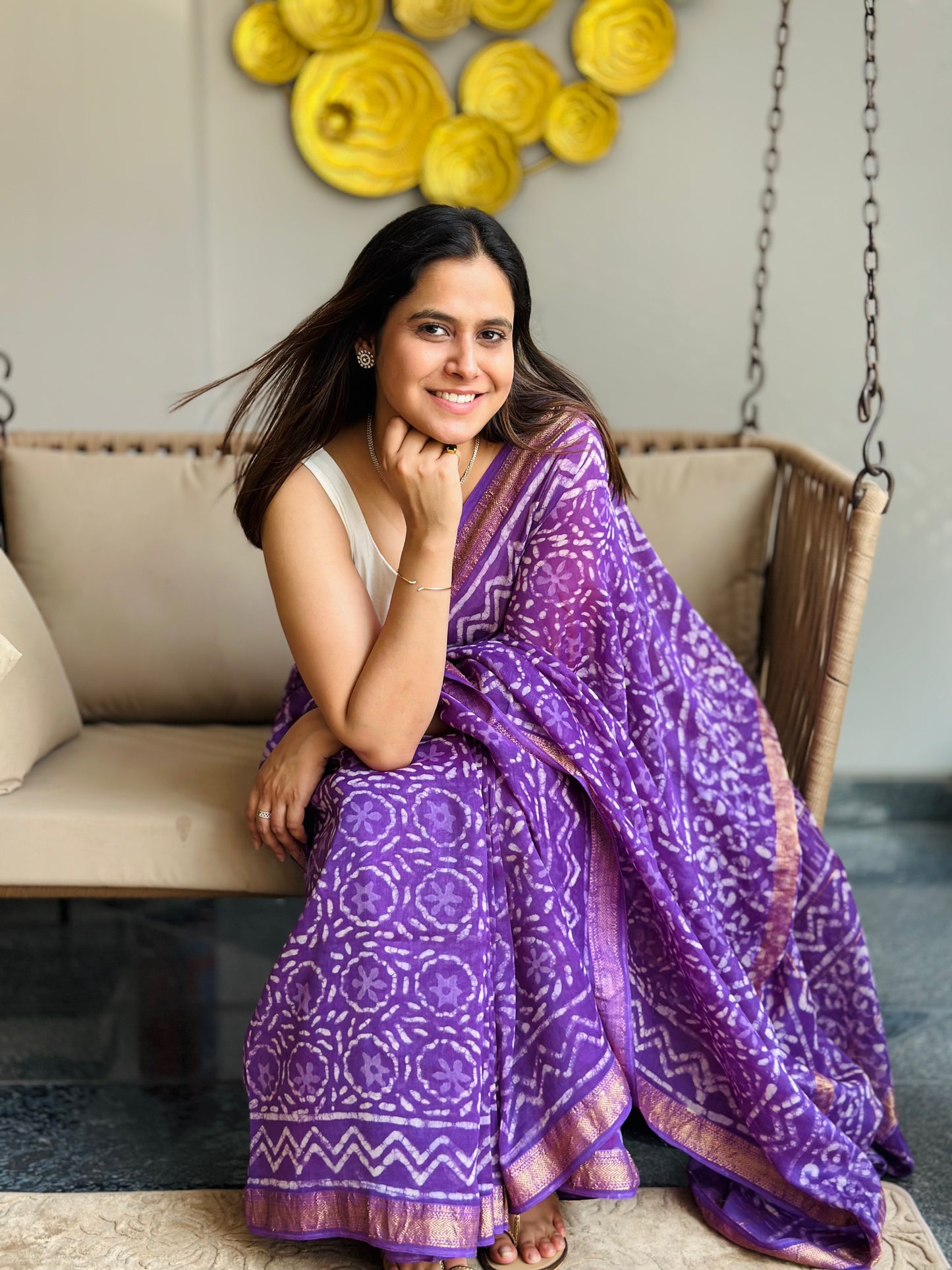 Purple Maheshwari Cotton Saree