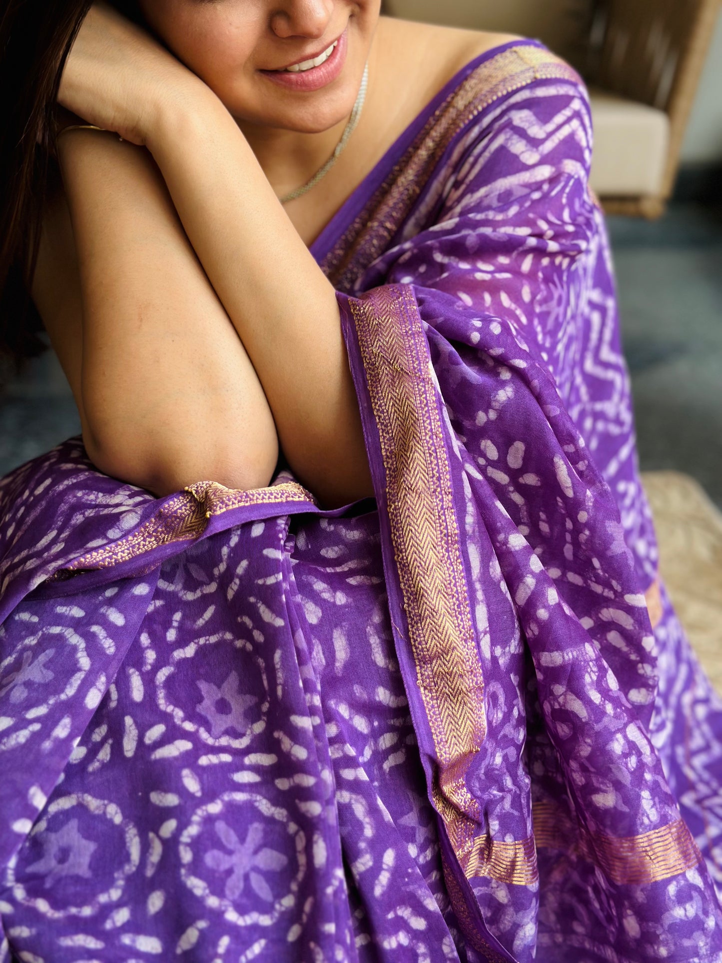 Purple Maheshwari Cotton Saree