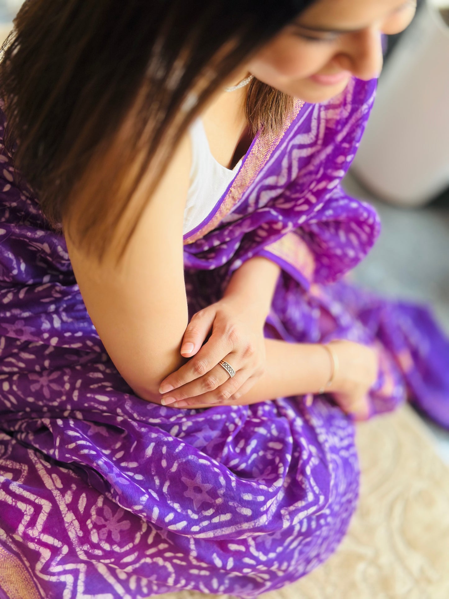 Purple Maheshwari Cotton Saree
