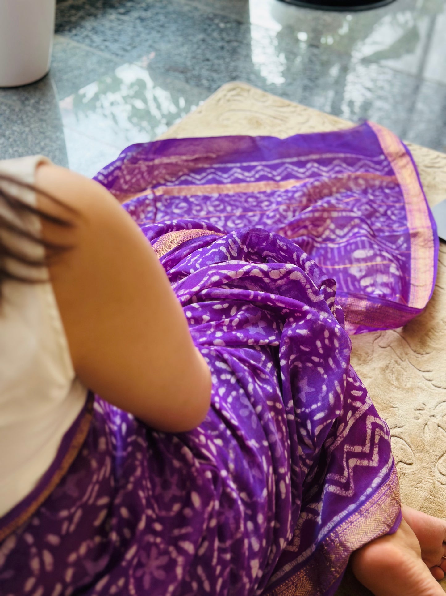 Purple Maheshwari Cotton Saree