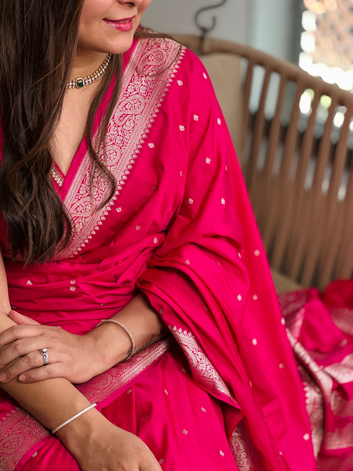 Rani Pink Banarasi Katan Silk Saree