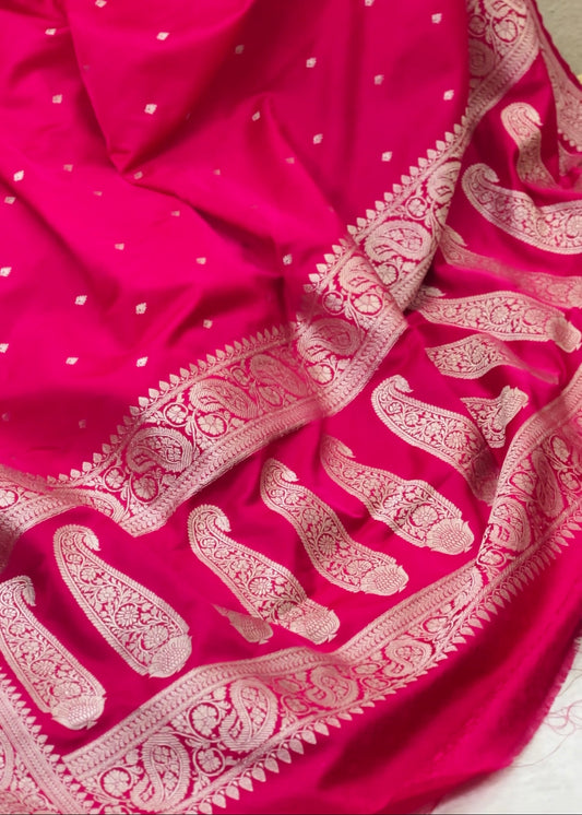 Rani Pink Banarasi Katan Silk Saree