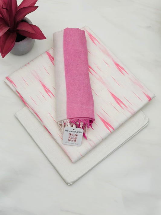 Pink ikkat Cotton Suit