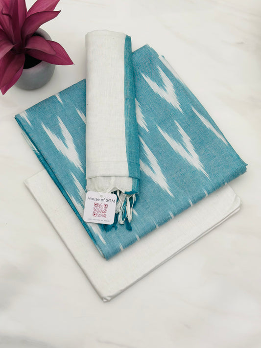 Mint Blue ikkat Cotton Suit