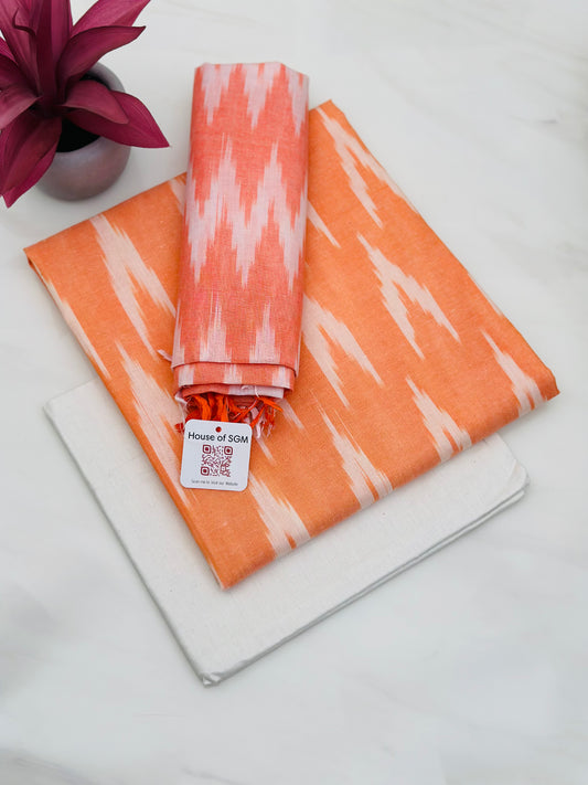 Orange ikkat Cotton Suit
