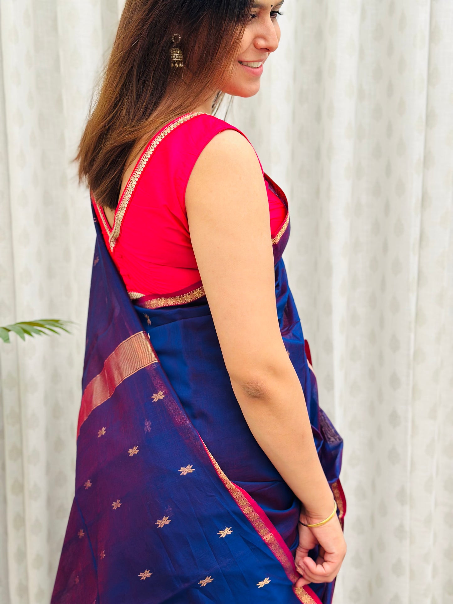 Blue Maheshwari Saree