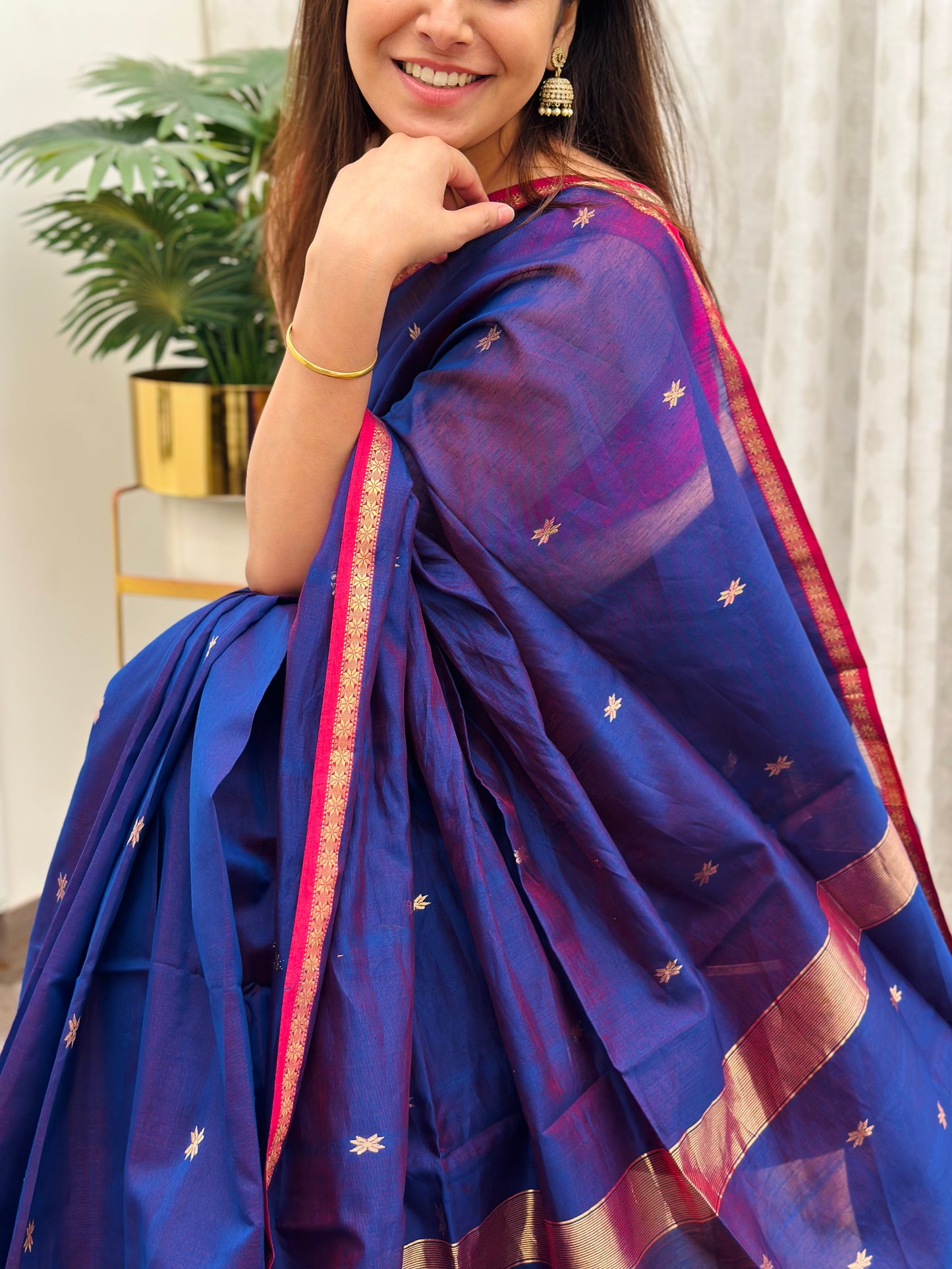 Blue Maheshwari Saree