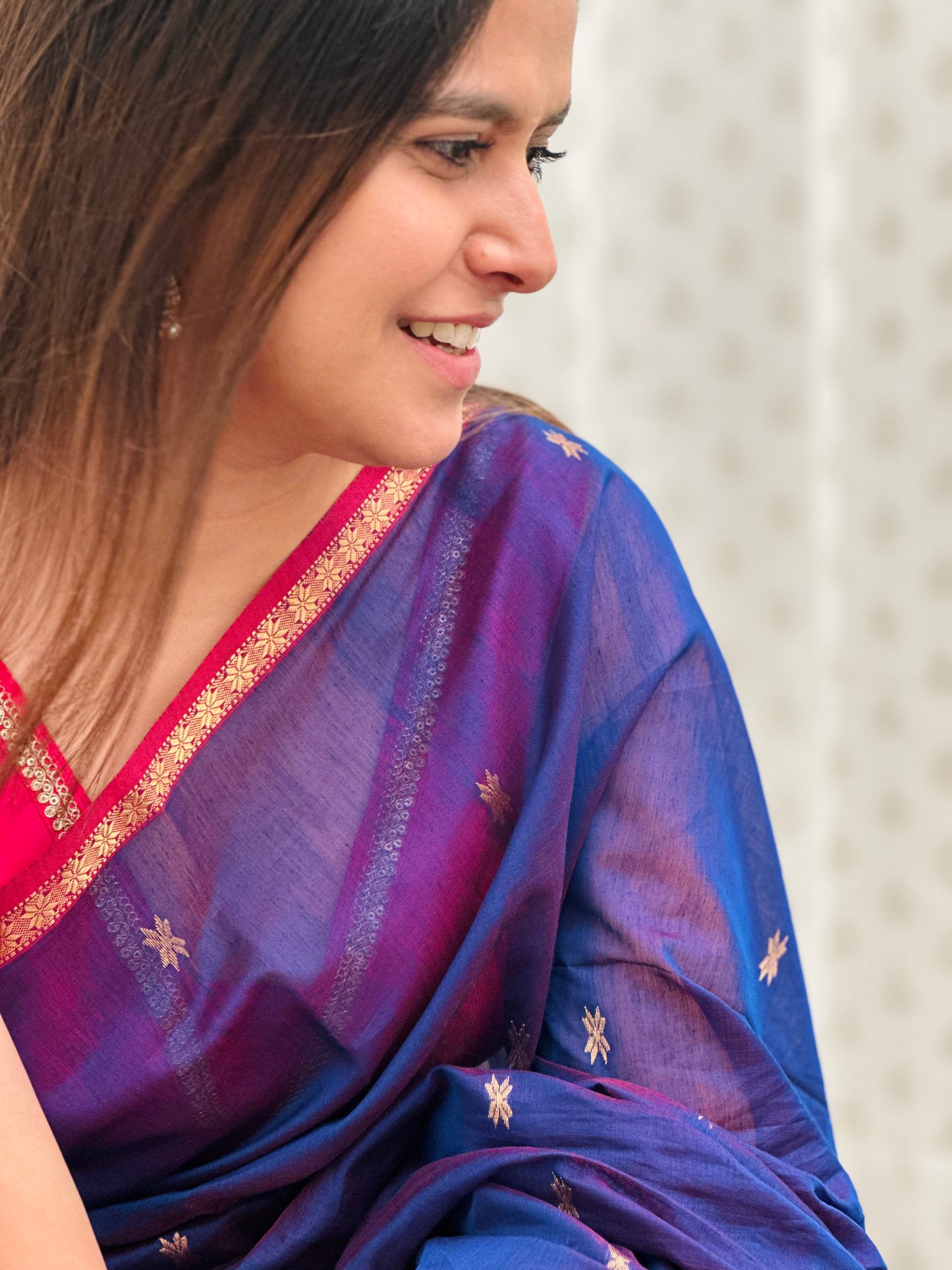 Blue Maheshwari Saree