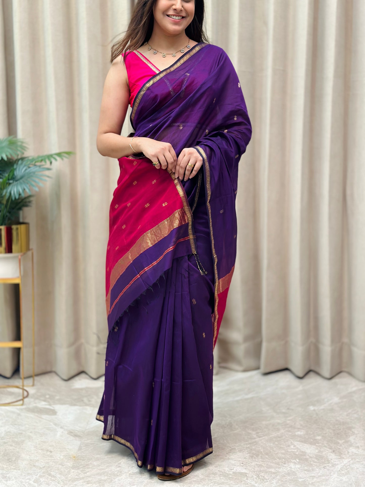 Purple Maheshwari Saree