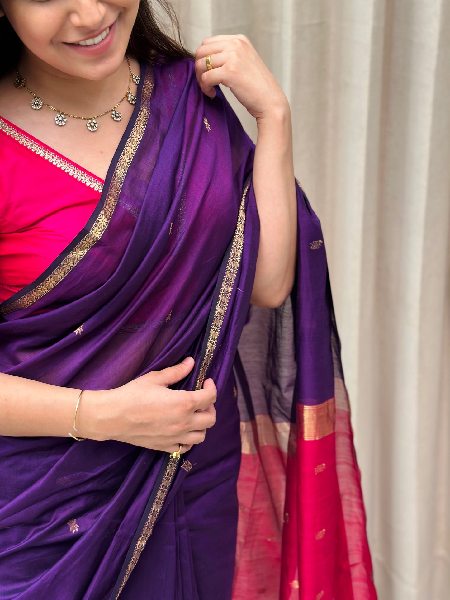 Purple Maheshwari Saree