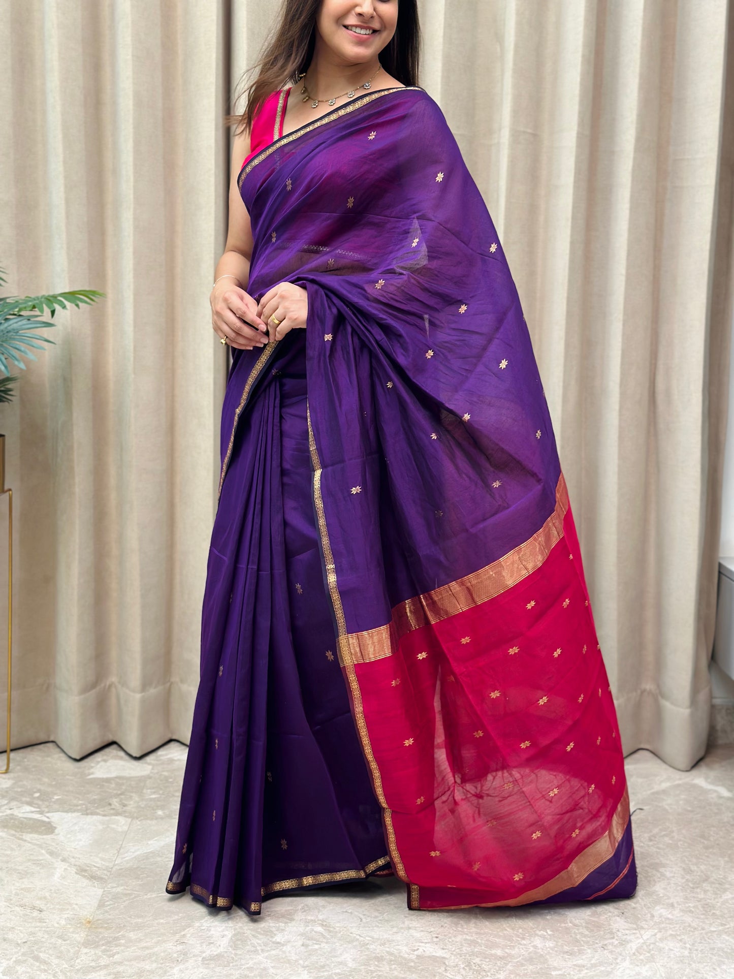 Purple Maheshwari Saree