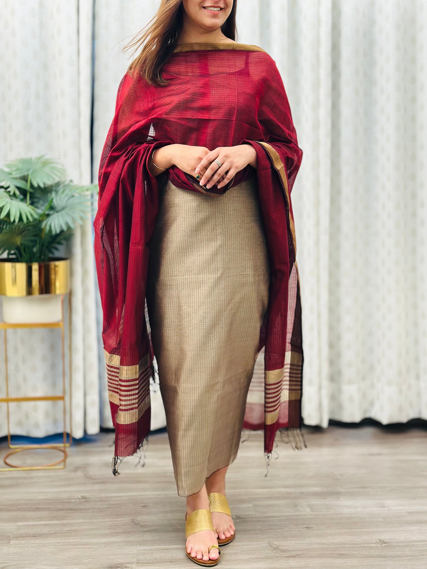 Noor Beige- Maheshwari Suit