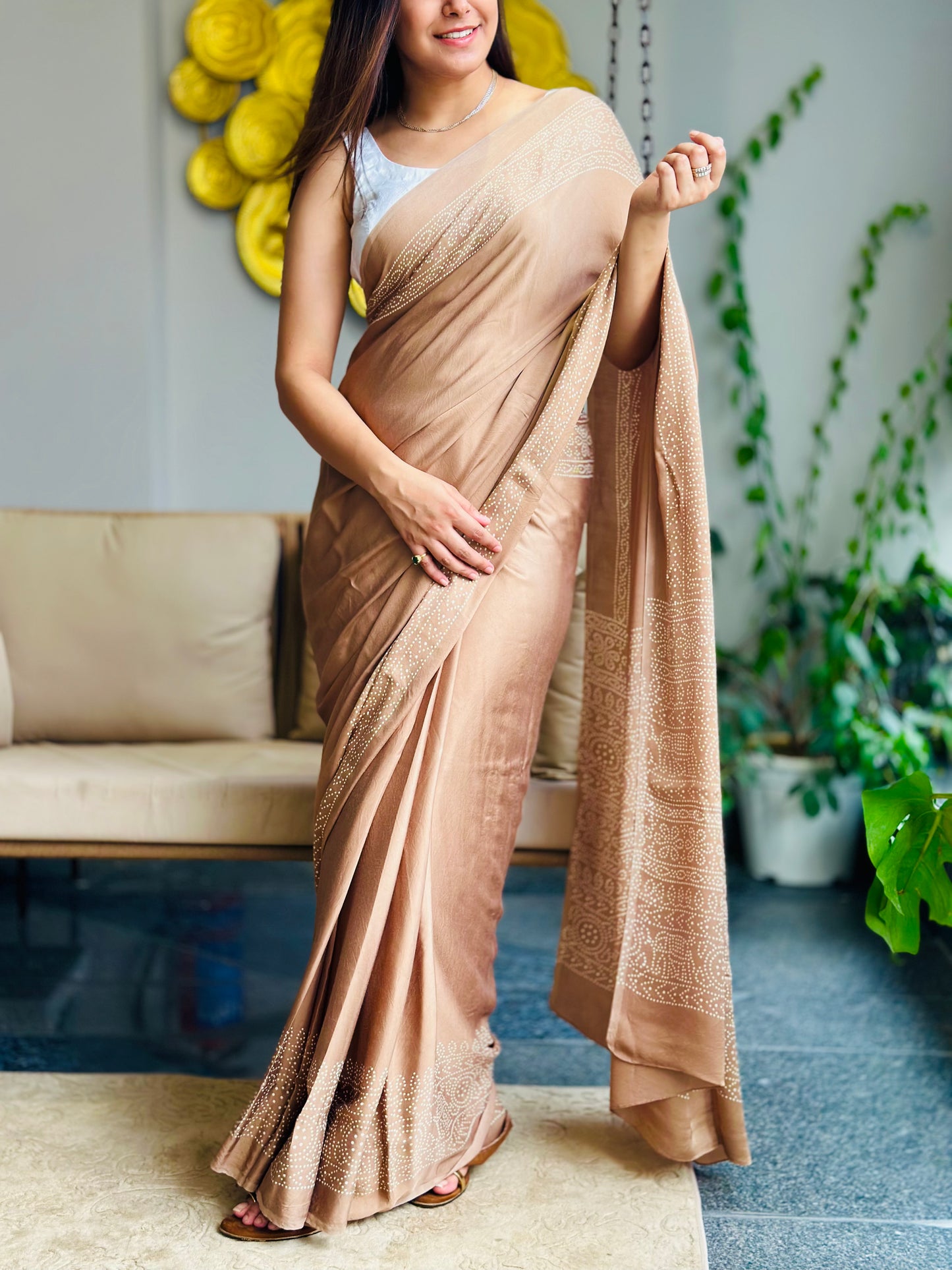 Nude Modal Silk Saree
