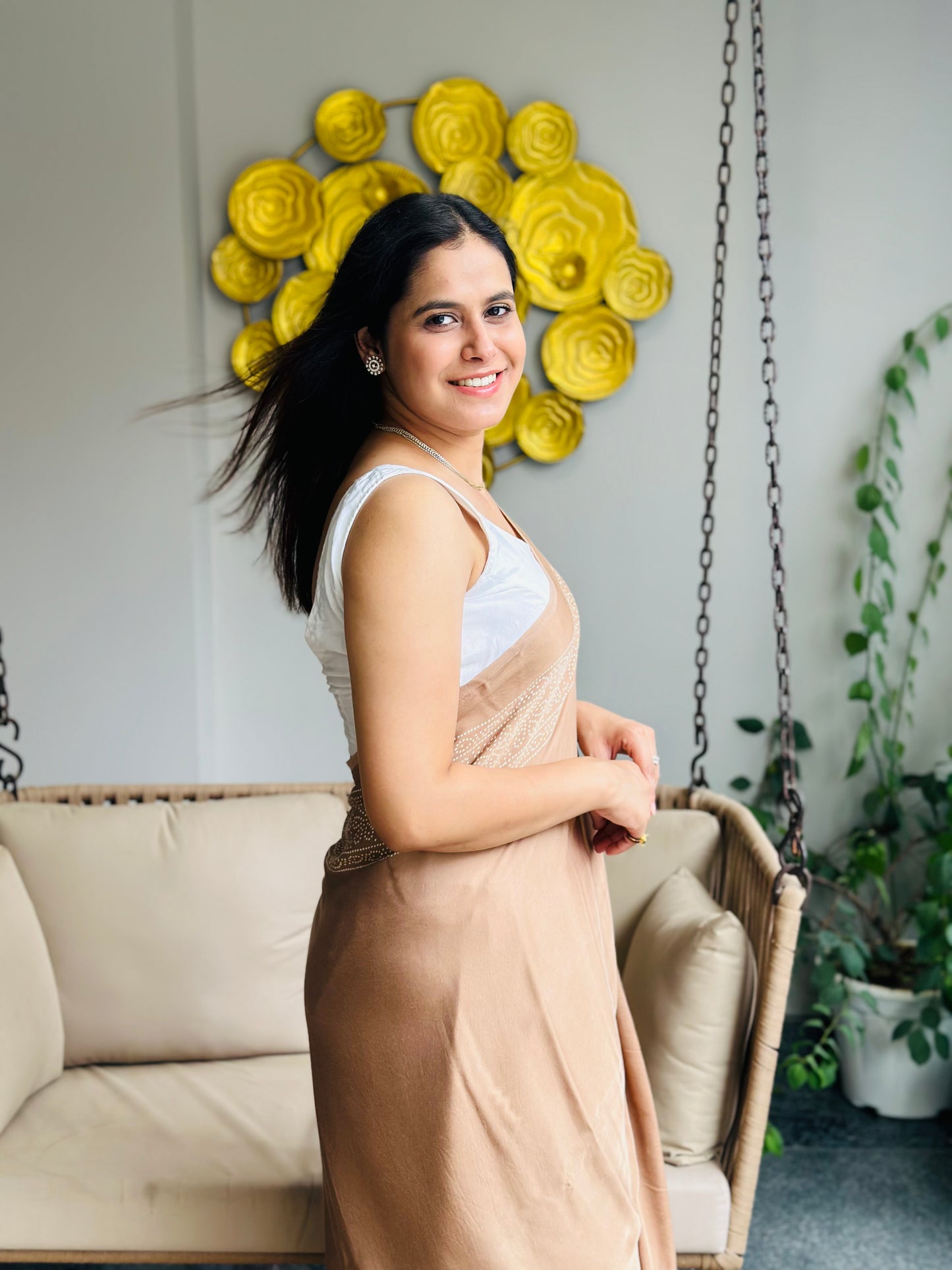 Nude Modal Silk Saree