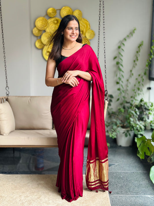 Maroon Modal Silk Saree