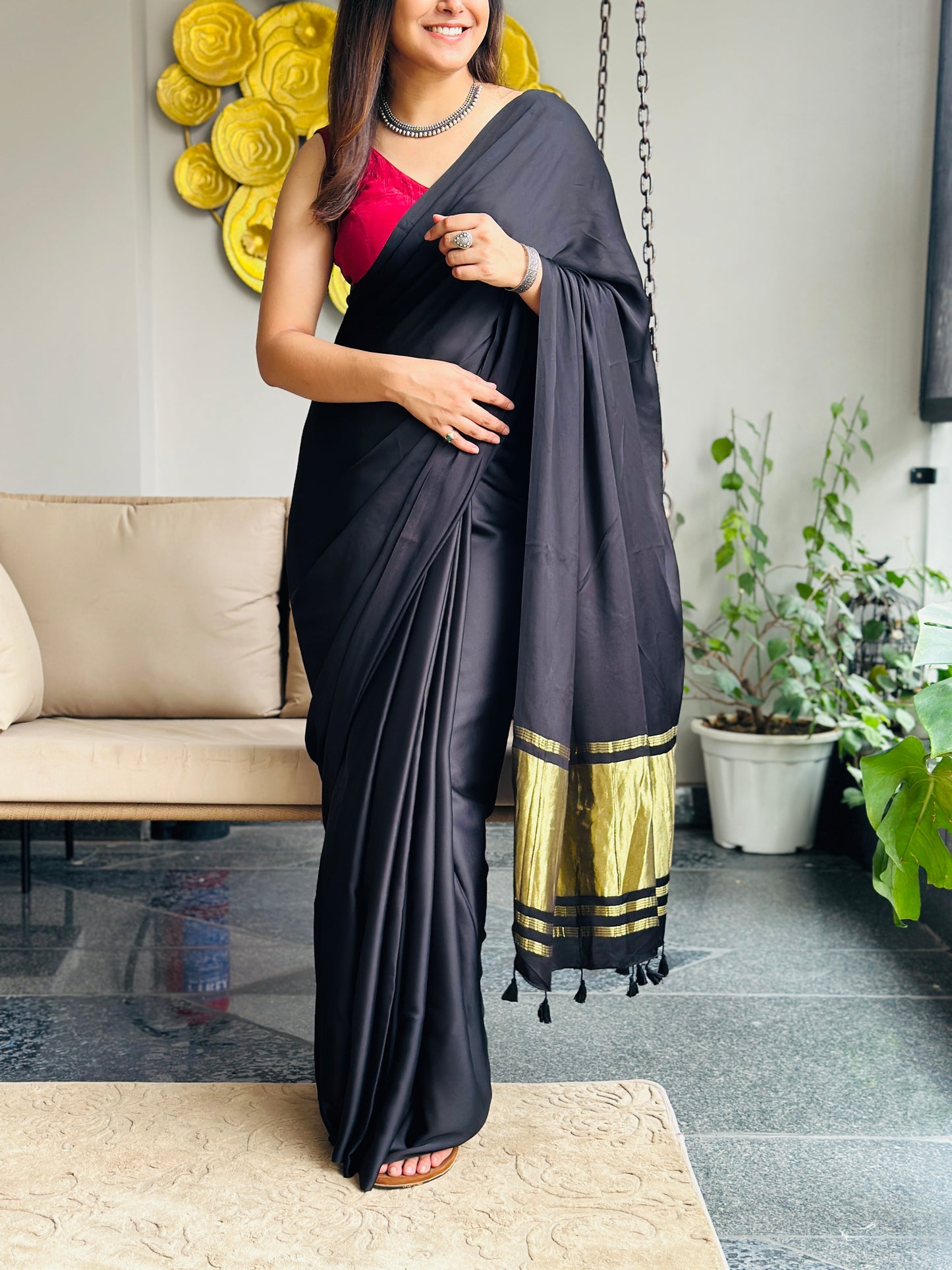 Black Modal Silk Saree