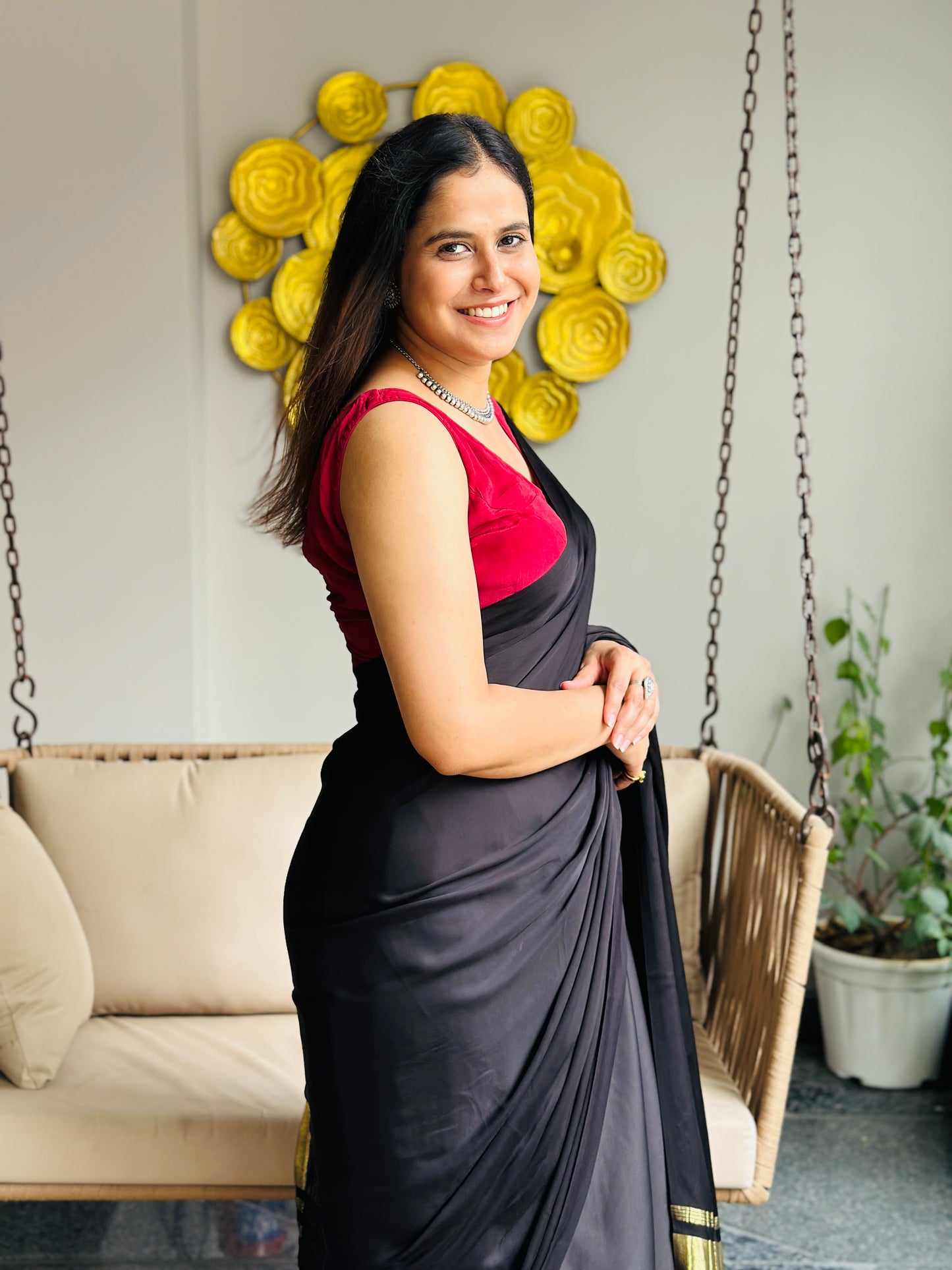 Black Modal Silk Saree
