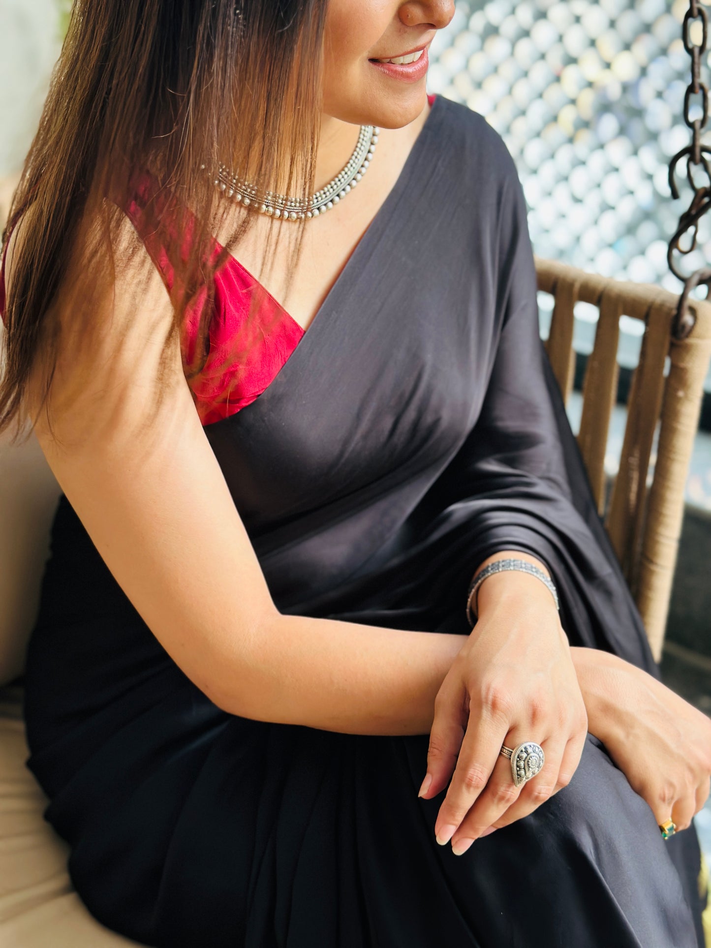 Black Modal Silk Saree