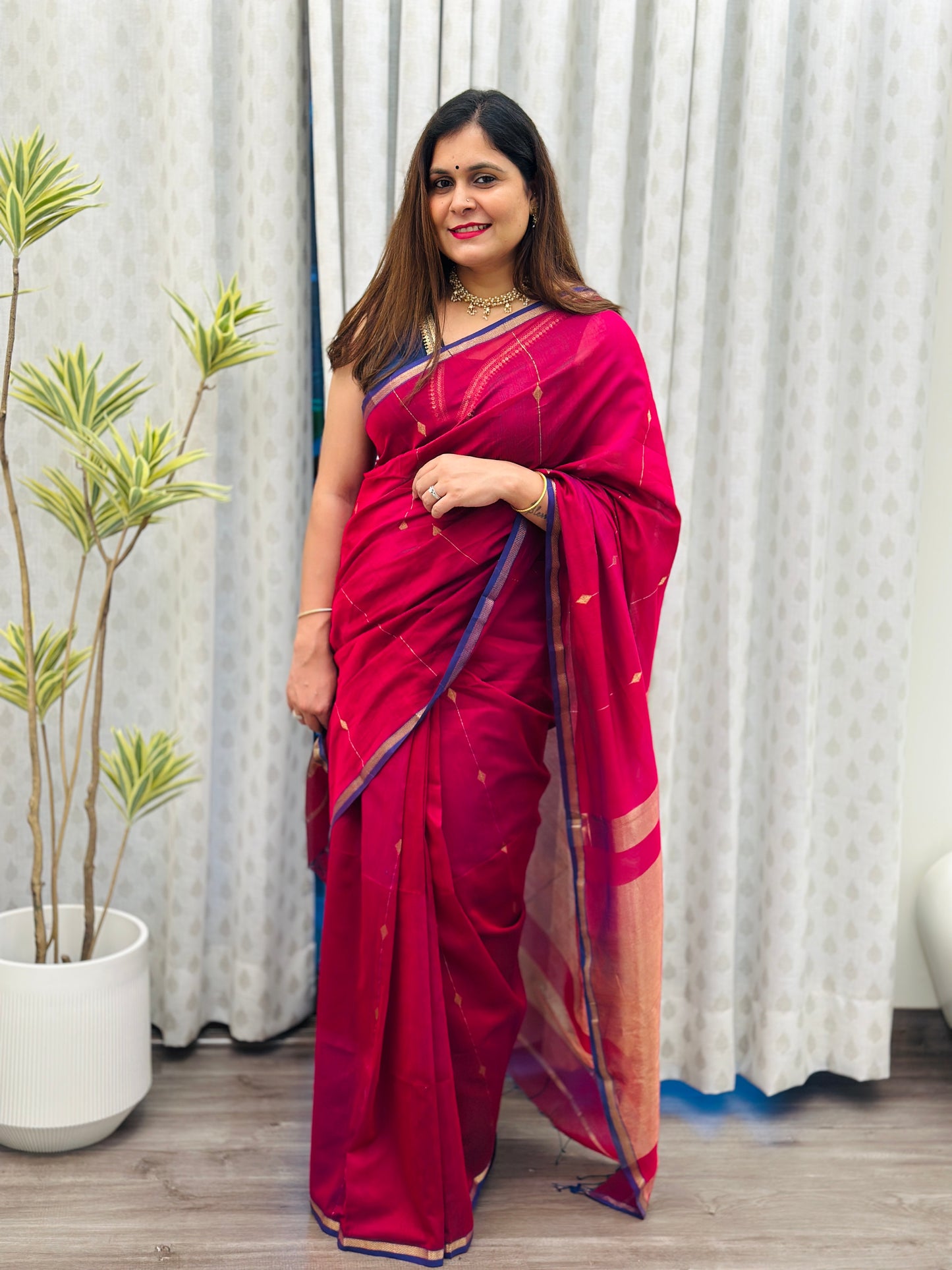 Pink Maheshwari Saree