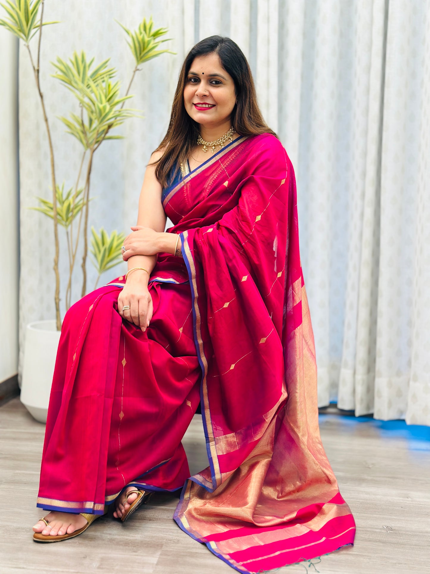 Pink Maheshwari Saree