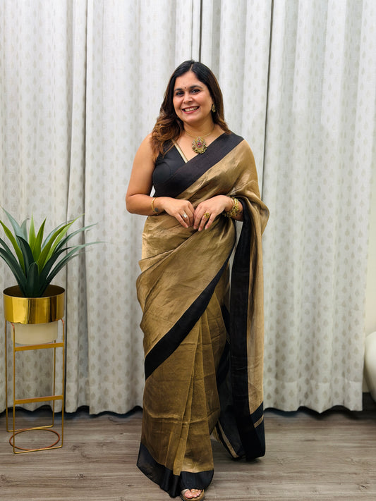 Antique Gold Tissue Saree