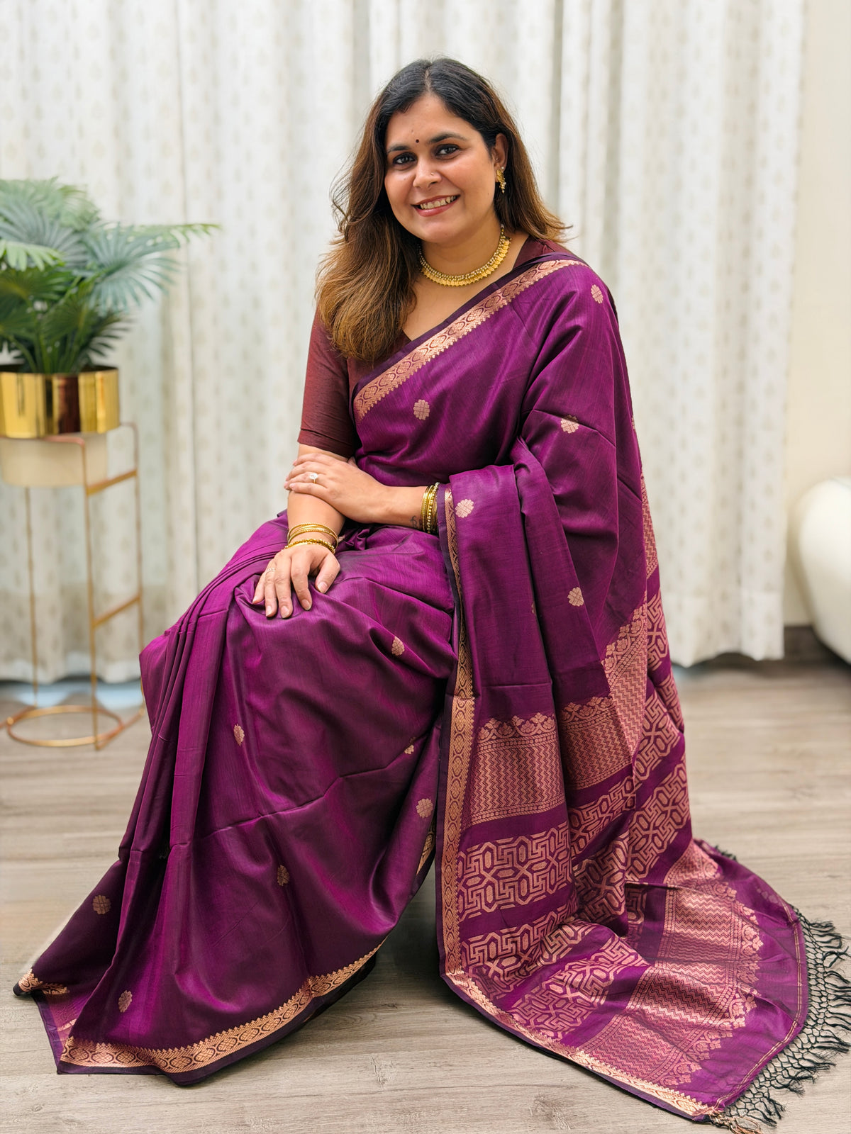 Purple Mercerised Maheshwari