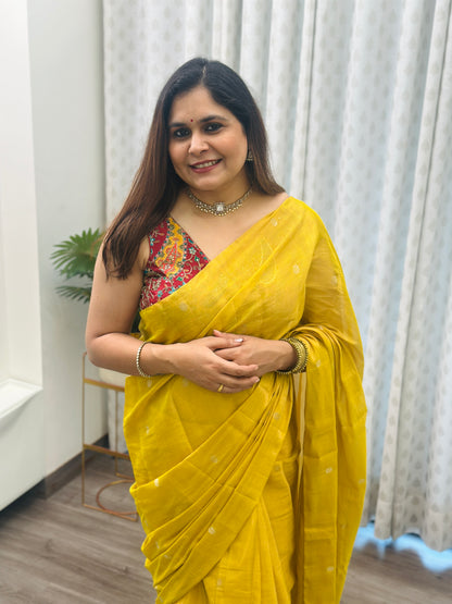Yellow Chanderi Silk Saree