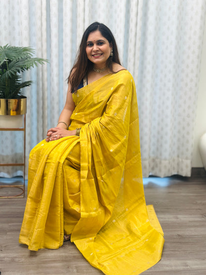 Yellow Chanderi Silk Saree