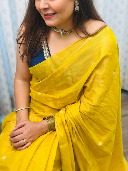 Yellow Chanderi Silk Saree