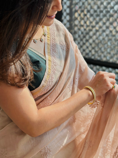 Light Peach Chikankari Saree