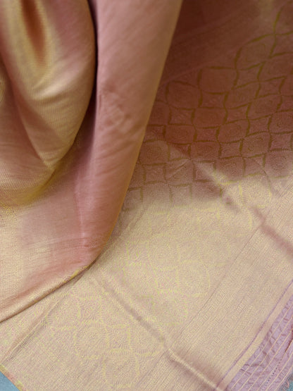 Light Peach Banarasi Soft Silk
