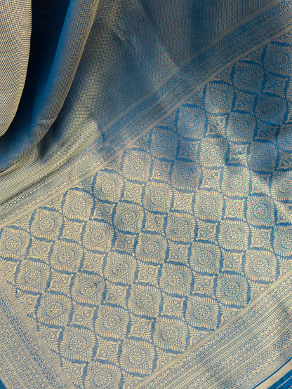 Sea Blue Banarasi Soft Silk
