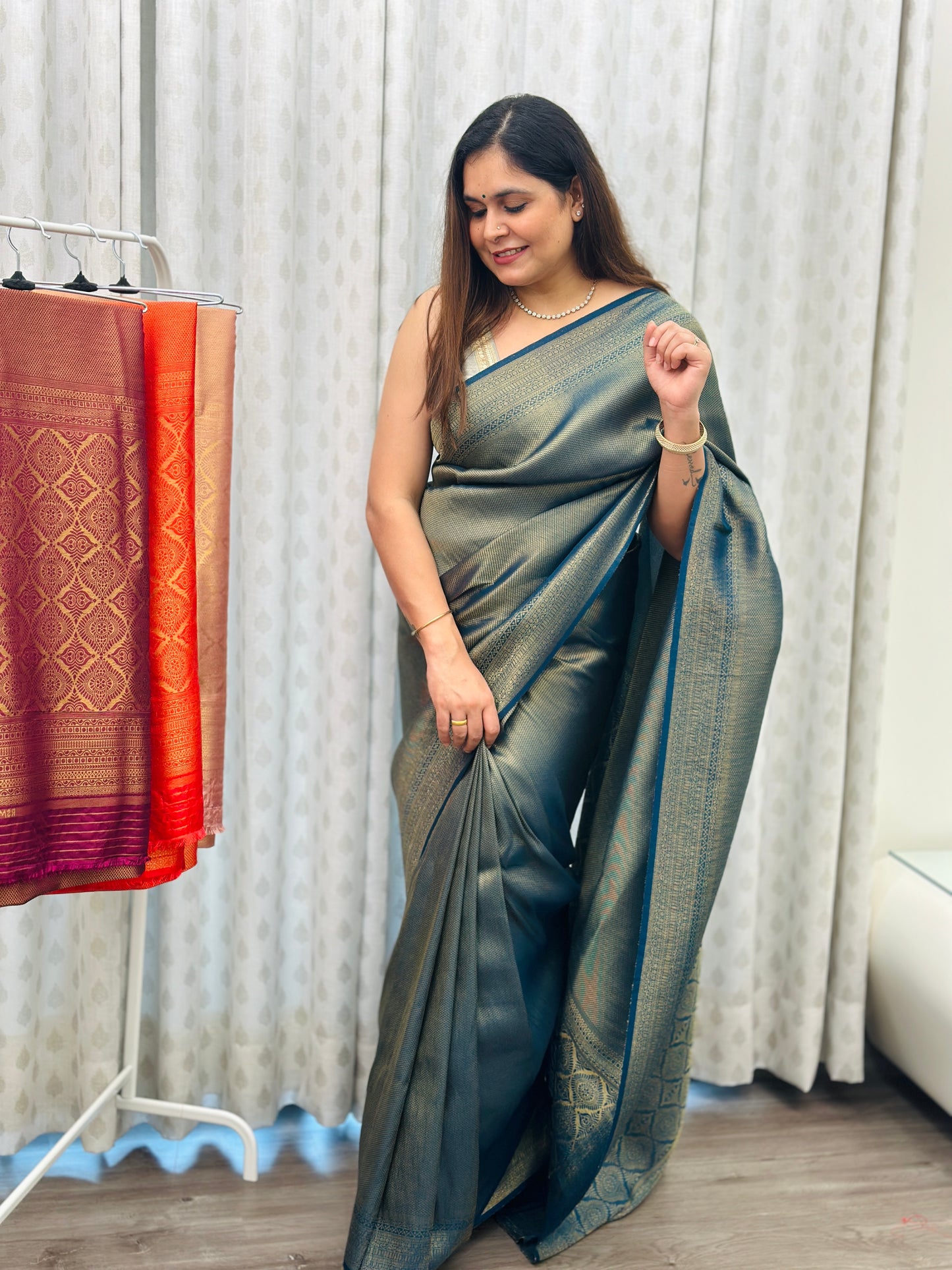 Sea Blue Banarasi Soft Silk