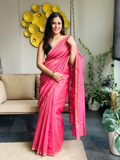 Rosy Pink Chikankari Saree