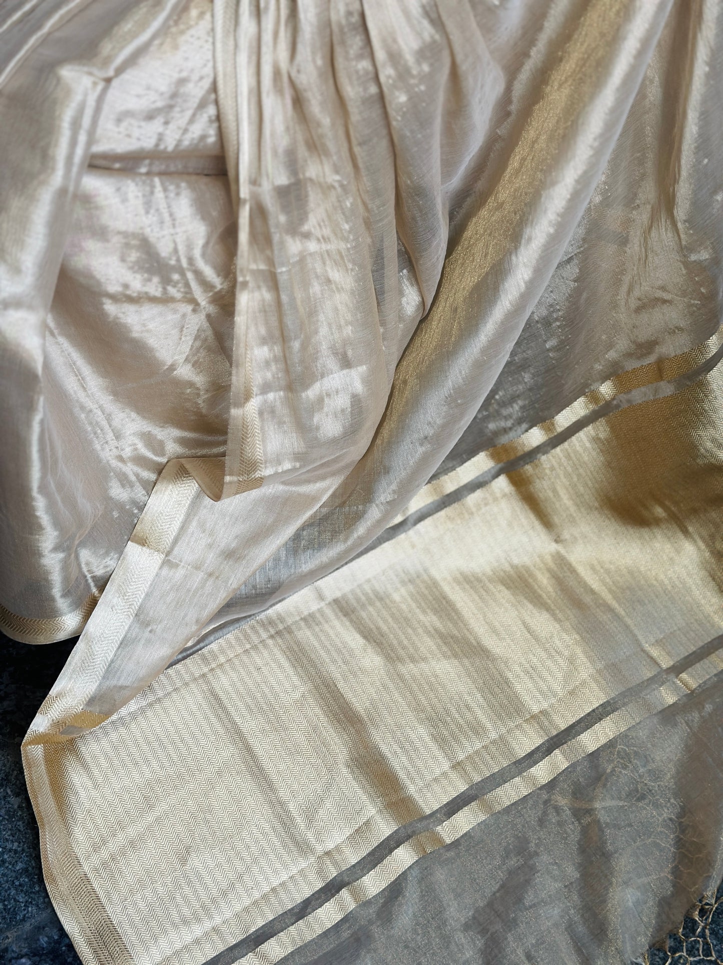 Beige Tissue Silk Saree