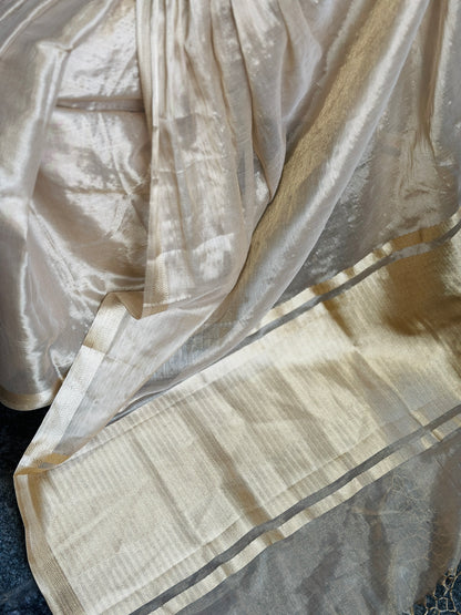 Beige Tissue Silk Saree