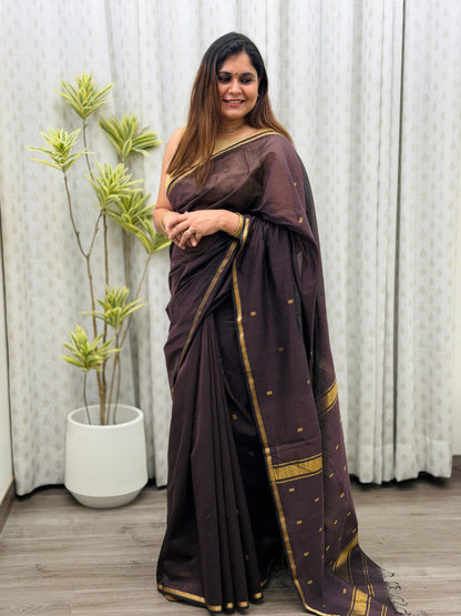 Brown Maheshwari Saree