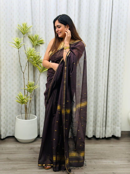 Brown Maheshwari Saree
