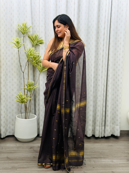 Brown Maheshwari Saree