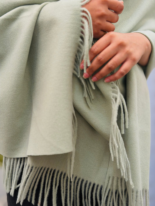 Sage Cashmere Wool Stole